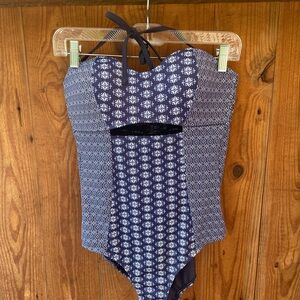 Athleta Nautical Blue and White Swimsuit